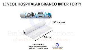 LENCOL HOSPITALAR BRANCO INTER FORTY 12 ROLOS 70X50 CM