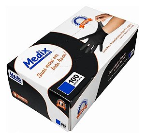 LUVA DE NITRILO PRETA USO GERAL G PCT C/100UN MEDIX