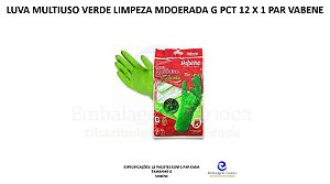 LUVA MULTIUSO LATEX VERDE LIMPEZA MODERADA G PCT 12 X 1 PAR VABENE