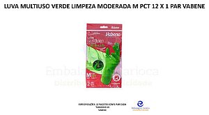 LUVA MULTIUSO LATEX VERDE LIMPEZA MODERADA M PCT 12 X 1 PAR VABENE