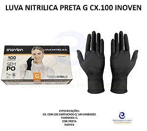LUVA NITRILICA SEM PO PRETA G PC.100 INOVEN