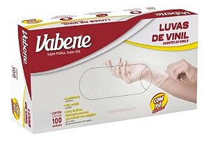 LUVA VINIL COM PO G CAIXINHA C/100 VABENE