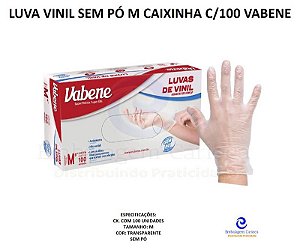 LUVA VINIL SEM PO M CAIXINHA C/100 VABENE