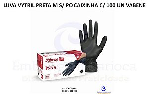 LUVA VYTRIL PRETA M S/ PO CAIXINHA C/ 100 UN VABENE
