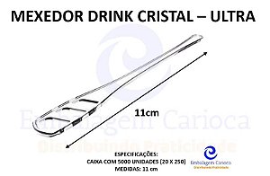 MEXEDOR DRINK CRISTAL 11CM 20X250 ULTRA