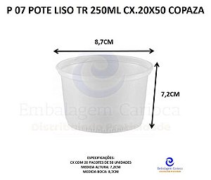 P 07 POTE LISO TR 250ML CX.20X50 COPAZA