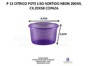 P 13 CITRICO POTE LISO SORTIDO NEON 200ML CX.20X50 COPAZA