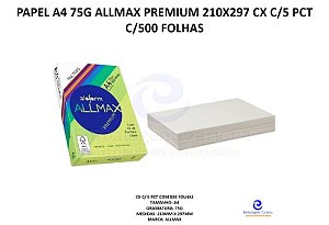 PAPEL A4 75G ALLMAX PREMIUM 210X297 PCT C/500 FOLHAS