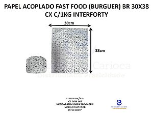 PAPEL ACOPLADO FAST FOOD (BURGUER) BR 30X38 CX C/1KG INTERFORTY