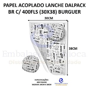 PAPEL ACOPLADO LANCHE DALPACK BR C/ 400FLS (30X38) BURGUER
