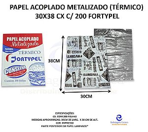 PAPEL ACOPLADO METALIZADO (TERMICO) 30X38  CX C/ 200 FORTYPEL