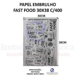 PAPEL EMBRULHO FAST FOOD 30X38 C/400 RIO BRANCO
