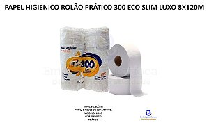 PAPEL HIGIENICO ROLAO PRATICO 300 ECO SLIM LUXO 8X120M