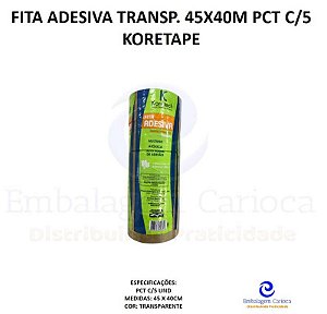 PCT FITA ADESIVA TRANSP. 45X40M C/5 KORETAPE