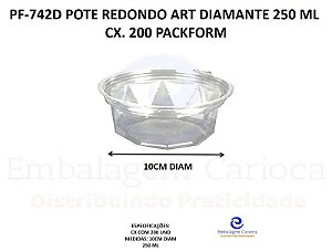 PF-742D POTE REDONDO ART DIAMANTE 250 ML CX. 200 PACKFORM