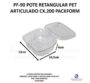 PF-90 POTE RETANGULAR PET ARTICULADO CX.200 PACKFORM