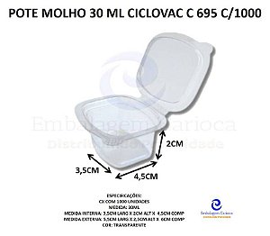 POTE MOLHO 30 ML CICLOVAC C 695 CX.1000