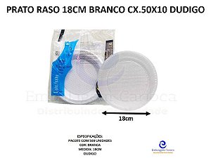 PRATO RASO 18CM BRANCO CX.50X10 DUDIGO