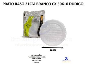 PRATO RASO 21CM BRANCO CX.50X10 DUDIGO