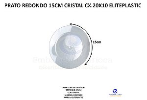PRATO REDONDO 15CM CRISTAL CX.20X10 ELITEPLASTIC 10275