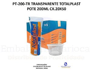 PT-200-TR TRANSPARENTE TOTALPLAST POTE 200ML CX.20X50