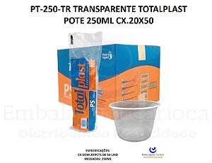 PT-250-TR TRANSPARENTE TOTALPLAST POTE 250ML CX.20X50