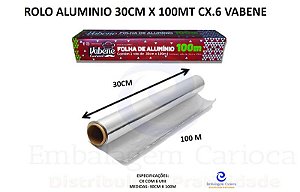 ROLO ALUMINIO 30CM X 100 MT CX.6 VABENE