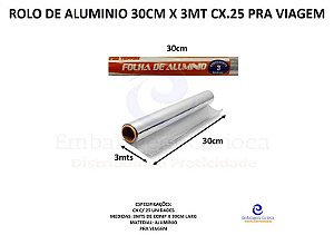ROLO ALUMINIO 30CM X 3MT CX.25 PRA VIAGEM