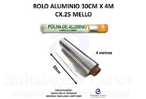 ROLO ALUMINIO 30CM X 4M CX.25 MELLO