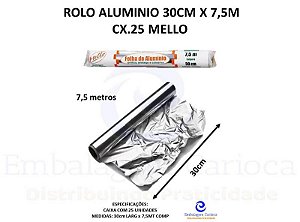 ROLO ALUMINIO 30CM X 7,5M CX.25 MELLO