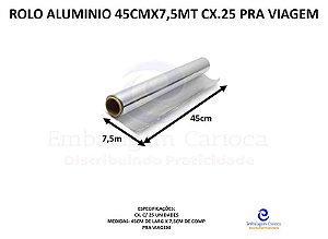 ROLO ALUMINIO 45CMX7,5MT CX.25 PRA VIAGEM