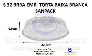 S 32 BRBA EMB. TORTA BAIXA BRANCA CX.100 SANPACK