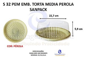 S 32 PEM EMB. TORTA MEDIA PEROLA CX.100 SANPACK