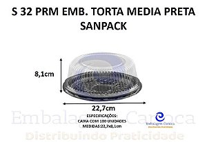 S 32 PRM EMB. TORTA MEDIA PRETA CX.100 SANPACK