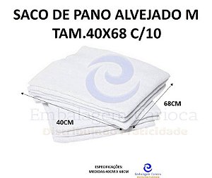 SACO DE PANO ALVEJADO M TAM.40X68 C/10