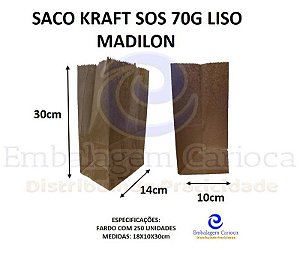 SACO KRAFT SOS 70G LISO 14X10X30 FD. C/250 MADILON
