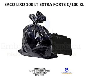 SACO LIXO 100 LT EXTRA FORTE C/100 KL