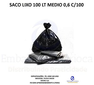 SACO LIXO 110 LT 0,6 MEDIO C/100 FERSAN
