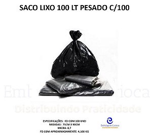 SACO LIXO 110 LT 0,7 PESADO C/100 FERSAN