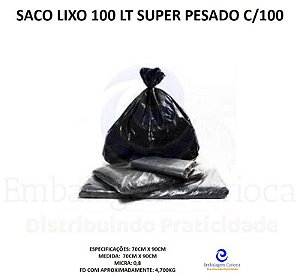SACO LIXO 110 LT 0,8 SUPER PESADO C/100 FERSAN