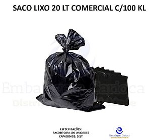 SACO LIXO 20 COMERCIAL LT C/100 KL