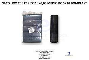 SACO LIXO 200 LT 90X110X0,05 MEDIO PC.5X20 BOMPLAST
