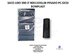 SACO LIXO 200 LT 90X110X0,06 PESADO PC.5X20 BOMPLAST