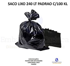 SACO LIXO 240 LT PADRAO C/100 KL