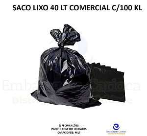 SACO LIXO 40 COMERCIAL LT C/100 KL
