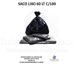 SACO LIXO 60 LT C/100 FERSAN