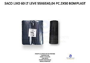 SACO LIXO 60 LT LEVE 55X65X0,04 PC.2X50 BOMPLAST