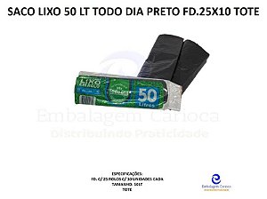 SACO LIXO ROLO PRETO 50 LT TODO DIA FD.25X10 TOTE