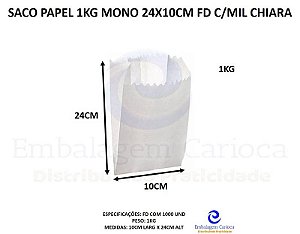 SACO PAPEL 1KG MONO 24X10CM FD C/MIL CHIARA