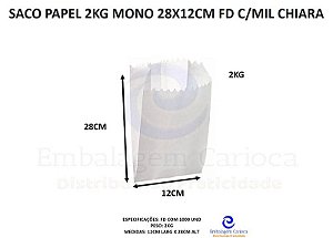 SACO PAPEL 2KG MONO 28X12CM FD C/MIL CHIARA